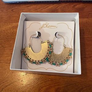 JBloom Gold Cleopatra Earrings with Turquoise perfect for summer